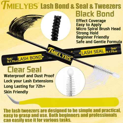 Thick Lash Clusters Kit 14-20mm Volume Cluster Eyelash Extensions D Curly 200D Individual Lashes 200Pcs Wispy Eyelashes Clusters Kit with Bond&Seal, Tweezers, Waterproof Soft DIY at Home, by TMIELYBS