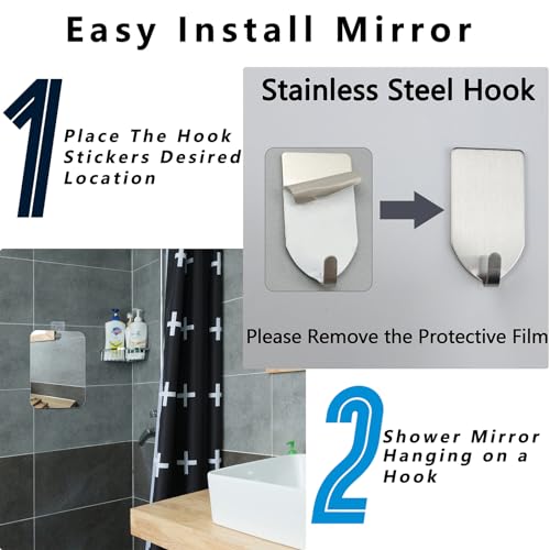 Shatterproof Shower Mirror 6x8 in Acrylic Shaving & Makeup