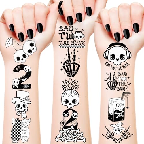 Bad Two the Bone Temporary Tattoos - 24 Sheets Rock Party Stickers