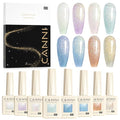 CANNI Aurora Purple Blue Gold Glitter Gel Nail Polish Set - 8 Color 9ml UV LED Soak Off