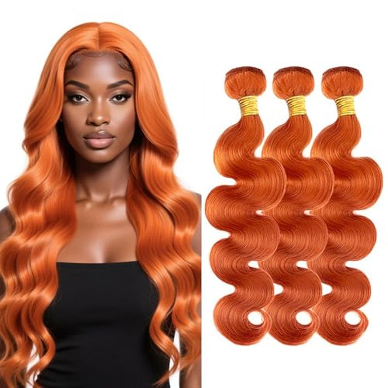 350 Ginger Body Wave Human Hair Bundles 26 28 30"