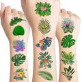 100 Tropical Leaf Temporary Tattoos - Monstera Palm Flower Party