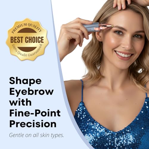 VG VOGCREST Sky Blue 2-in-1 Facial & Eyebrow Trimmer, Painless USB Rechargeable with LED Light
