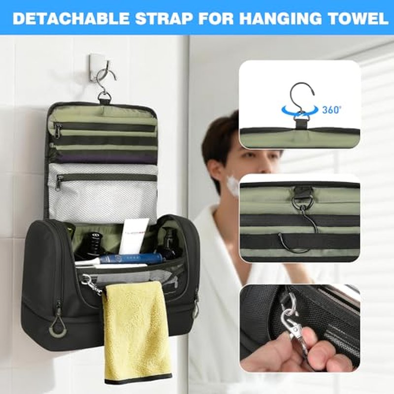 TANGCORLE Men's Travel Toiletry Bag - Waterproof Organizer with Multi-Pockets