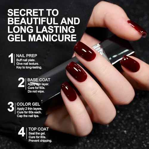 GAOY Dark Red Gel Nail Polish, 16ml Soak Off Gel Polish, UV Light Cure for Nail Art DIY Manicure at Home, 2387 Alluring Wine