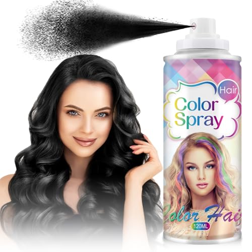 Temporary Hair Color Spray Black - Washable One-Day Dye