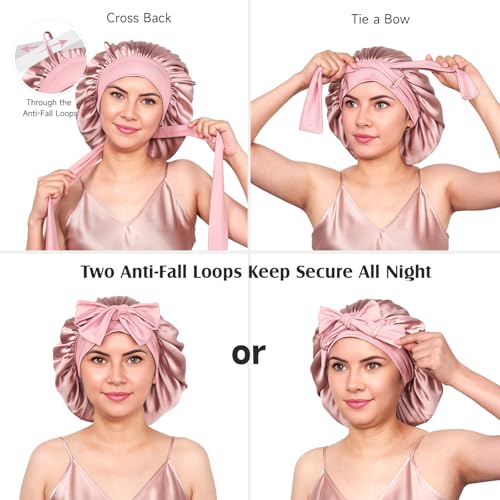YFONG 22 Momme Mulberry Silk Bonnet for Women - Non-Slip Sleep Cap
