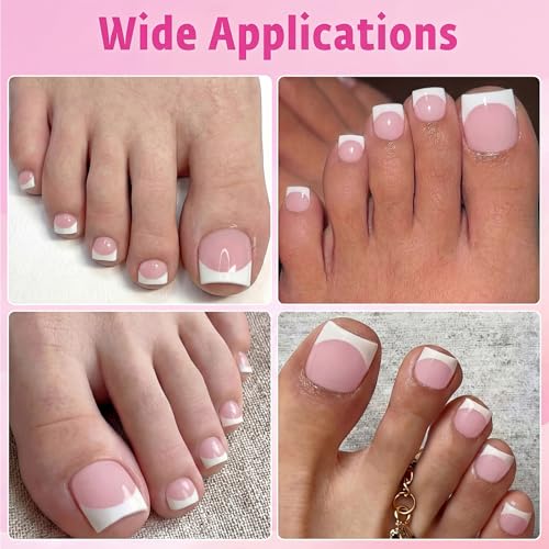 Toe Nail Press ons - 150pcs on Toenails for Women, French Tip Nails