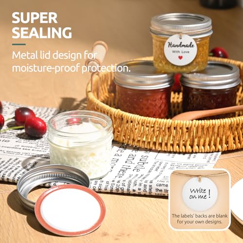 4 Pack 4oz Mason Jars with Airtight Lids | Leakproof Glass Jars