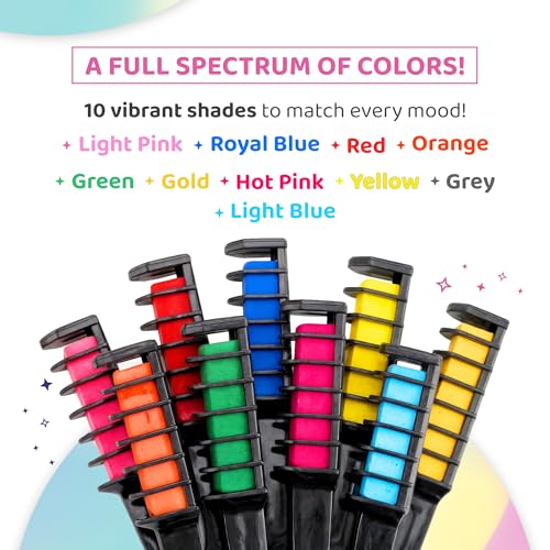 Blue Squid Hair Chalk Comb - 10 Vibrant Colors, Washable