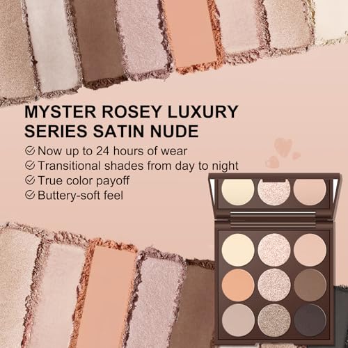 MYSTER ROSEY Nude Eyeshadow Palette - 9 Shades, 12H Waterproof
