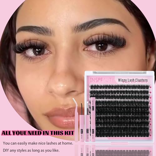 80D Wispy Lash Clusters Kit 8-16mm with Bond & Tweezers