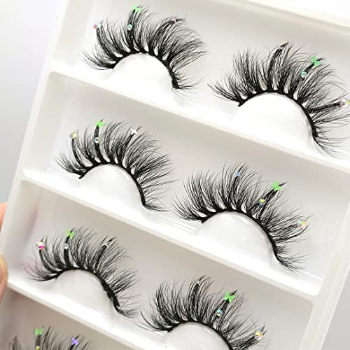 Butterfly Rhinestone Mink Eyelashes - 4 Pairs Dramatic