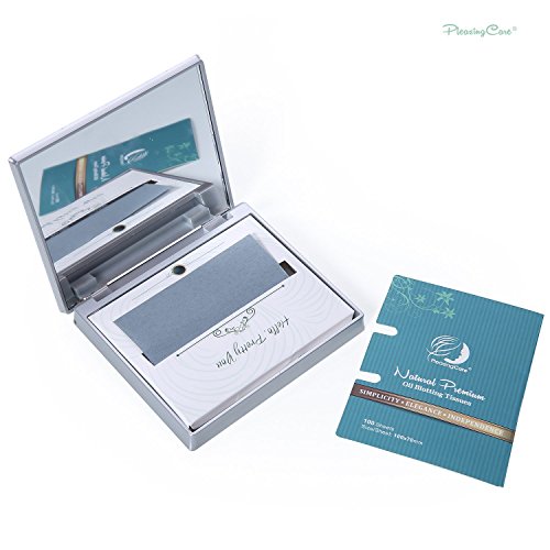 Makeup Mirror with Bamboo Charcoal Oil Blotting Papers - 100 Sheets