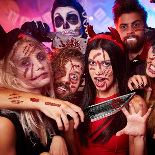 Fake Knife with Fake Blood & Tattoo Stickers Halloween Costume Props