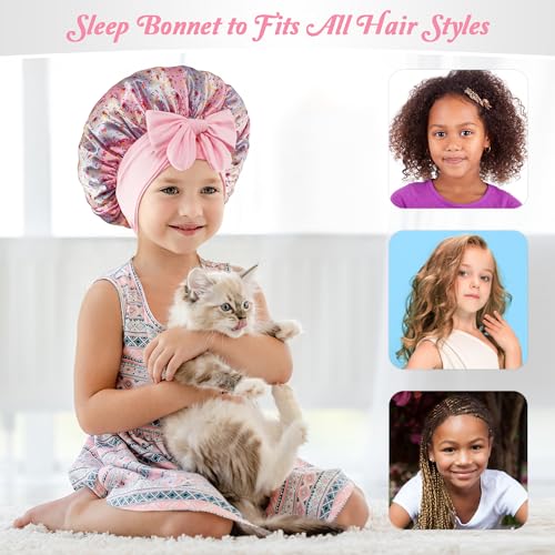 Silk Bonnet for Kids with Tie Band - 2 Pack
