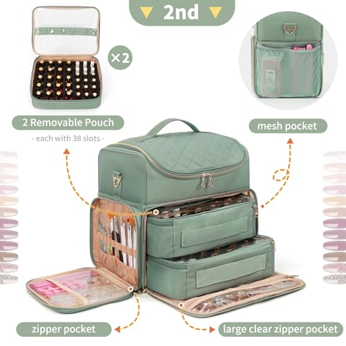 Extra Large Nail Polish Organizer Case - Holds 86+ Bottles & Lamp