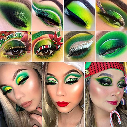 Afflano Green Eyeshadow Palette - MultiChrome Forest Emerald Green Glitter Eyeshadow, Highly Pigmented Chrome Shimmer Eye Shadow