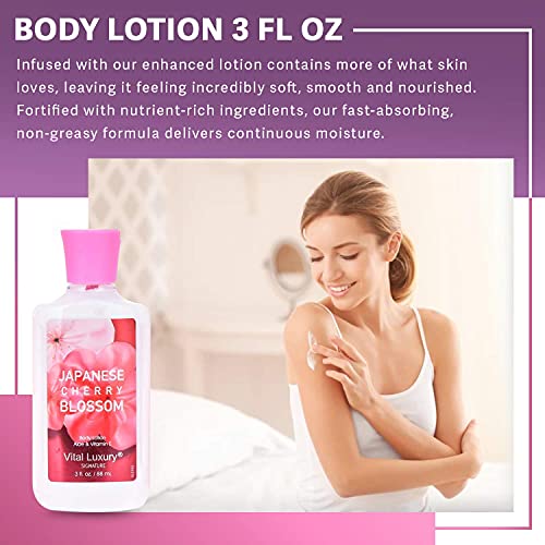 Japanese Cherry Blossom Bath & Body Travel Set - 3 Piece Spa Gift