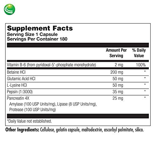 Nutra Biogenesis PanZyme - Betaine HCL with Pepsin, Pancreatin, Lipase and Protease, Cellular Energy, Nervous System and Metabolic Health Support - 180 Capsules