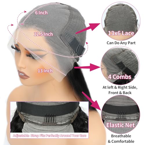24 Inch 13x6 Lace Front Wig Human Hair Straight 200 Density