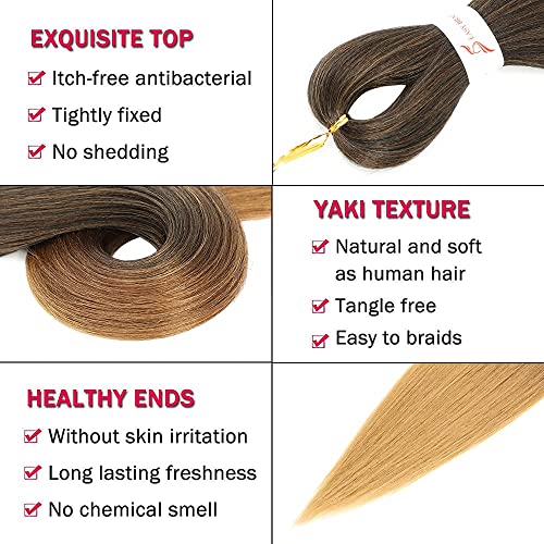 Pre Stretched Ombre Braiding Hair 26 Inch Synthetic Extensions for Women - Easy, Natural, Hot Water Set