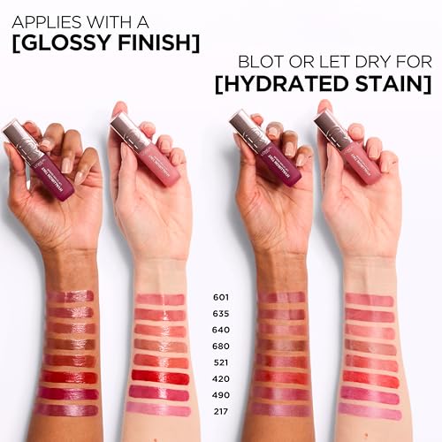 L'Oreal Paris Hyaluron Tint Lip Stain Serum - Hydrating Long Lasting Lip Color, 217 Smoky Mauve