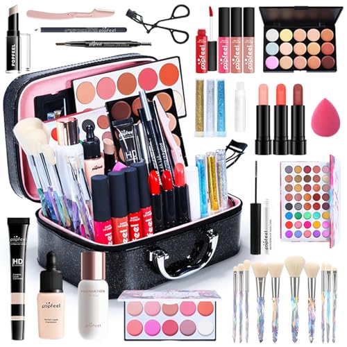 All in One Makeup Kit for Women Full Kit, Valentine's Day Gifts for Women Girls, Makeup Essential Bundle Include Eyeshadow Palette Lipstick Blush Foundation Concealer Mascara Eyebrow Pencil