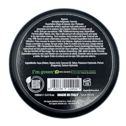 The Goodfellas' Smile,SHIBUSA 2 (Almond, Peach & Ylang Ylang), Luxury Itallian TALLOW Shaving Soap, Formulated for Use with A Shaving Brush, Made in Italy