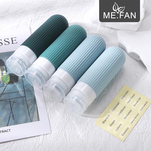 ME.FAN TSA Approved 3oz Silicone Travel Bottles - Leak-Proof, 4 Pack