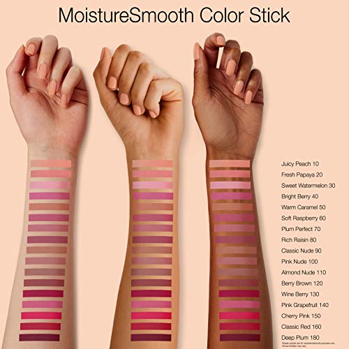 Neutrogena MoistureSmooth Color Stick for Lips, Moisturizing and Conditioning Lipstick with a Balm-Like Formula, Nourishing Shea Butter and Fruit Extracts, 180 Deep Plum, .011 oz (Pack of 2)