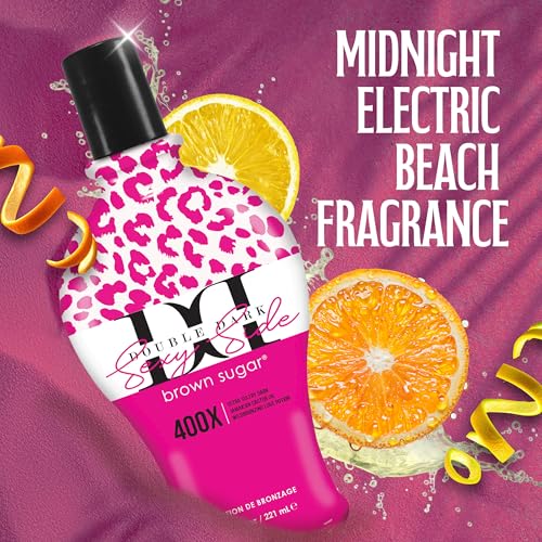 Brown Sugar Double Dark Sexy Side Tanning Lotion, 400X Wildbronzer with Jamaican Black Castor Oil, Double Carrot Oil, Hyaluronic Acid & Peptides, 7.5 Fl Oz