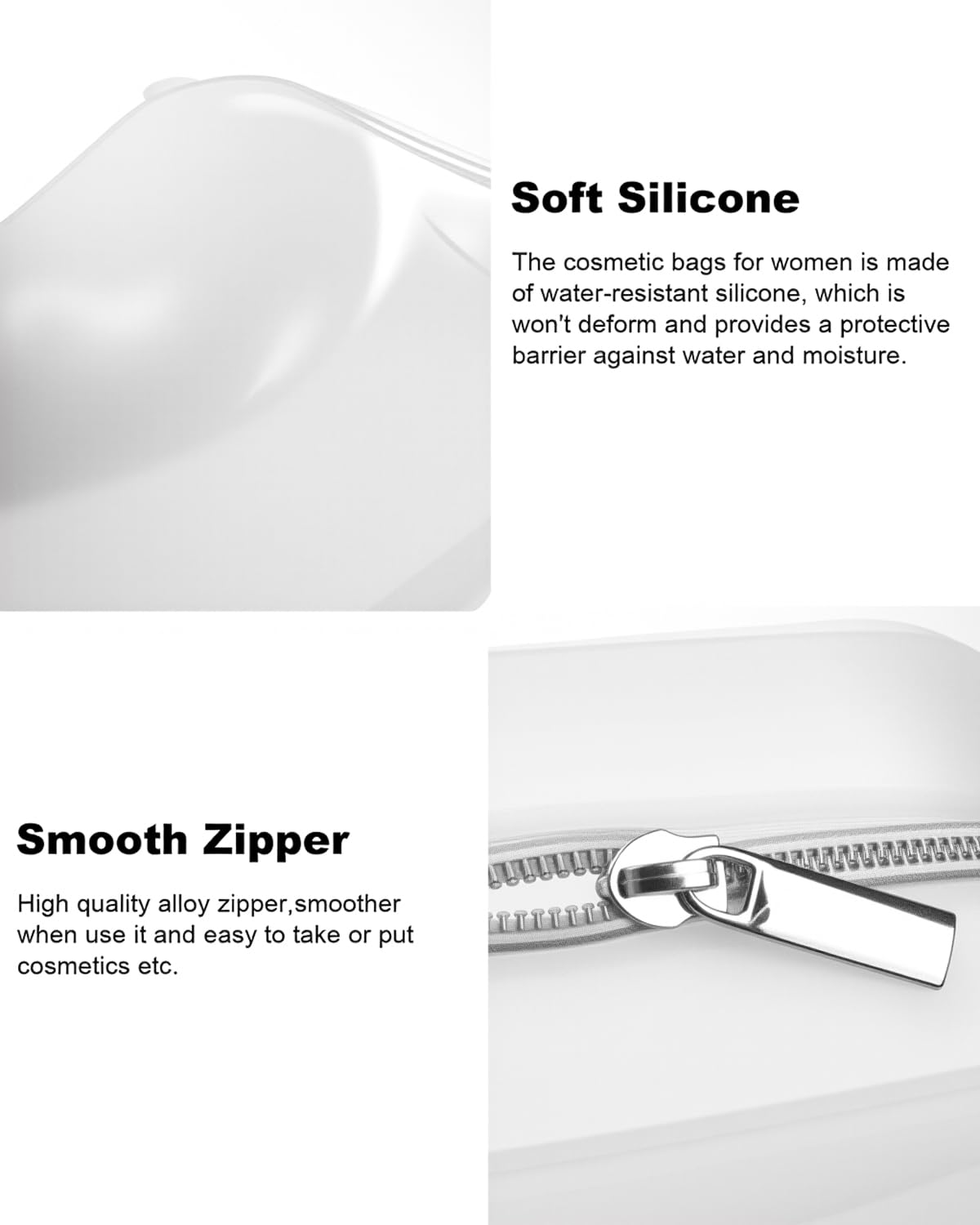 FFpaw Small Clear Silicone Pouch, Mini Makeup Travel Bag Cute Make up Pouch for Purse Portable Cosmetic Case Clear Toiletry Bag for Women Coin Purse Compact Car Bag for Essentials (White)