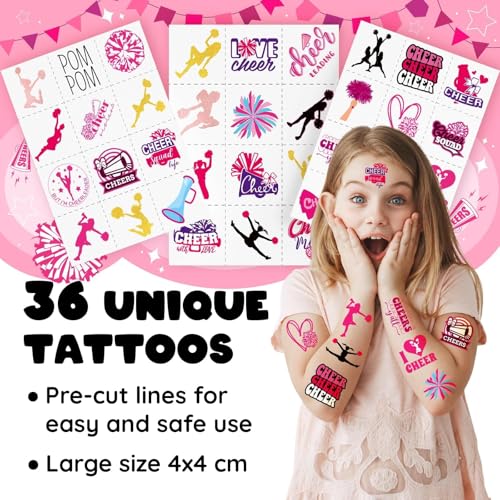 Cheerleading Party Favors Set - 36 Tattoos & 24 Slap Bracelets