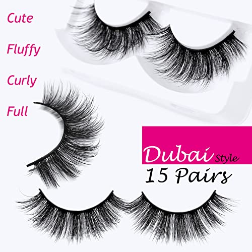 Eliace 3D Mink False Eyelashes 15 Pairs Wispy Cat Eye