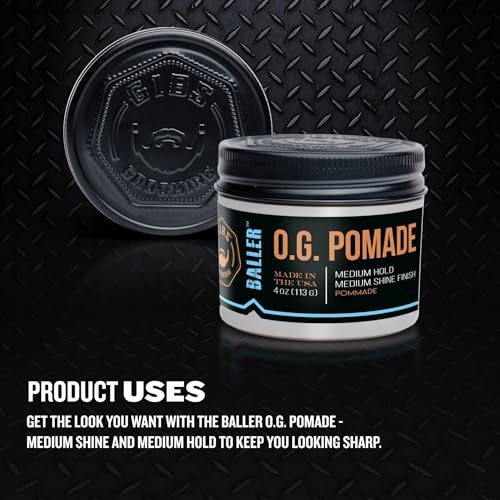 GIBS O.G. Baller Pomade, Flexible Hold and Medium Shine. Water based, Great for all Styles and Textures