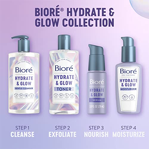 Bioré Hydrate & Glow Gentle Face Wash for Dry Skin, Sensitive Skin, Dermatologist Tested, Fragrance Free, SLS/SLES Sulfate Free Facial Cleanser, Cruelty Free & Vegan Friendly 6.77 Oz Bottle