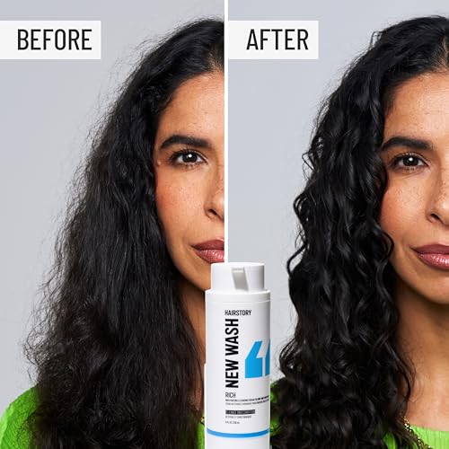 Hairstory New Wash Rich Refill, Ultra-Moisturizing Cleansing Cream for Dry & Thick Hair, Detergent Free Shampoo & Conditioner Alternative, Restores Softness & Shine, 8oz