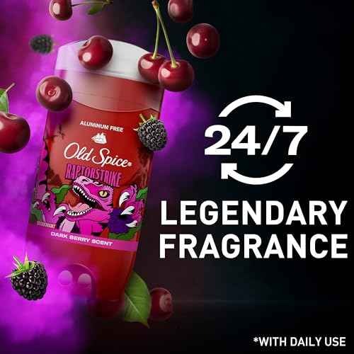 Old Spice Aluminum Free Deodorant for Men, 24/7 Odor Protection, 24/7 Freshness & Lasting Scent, Goes on Clear, Raptorstrike with Dark Berry Scent, 3.0 oz (Pack of 3)