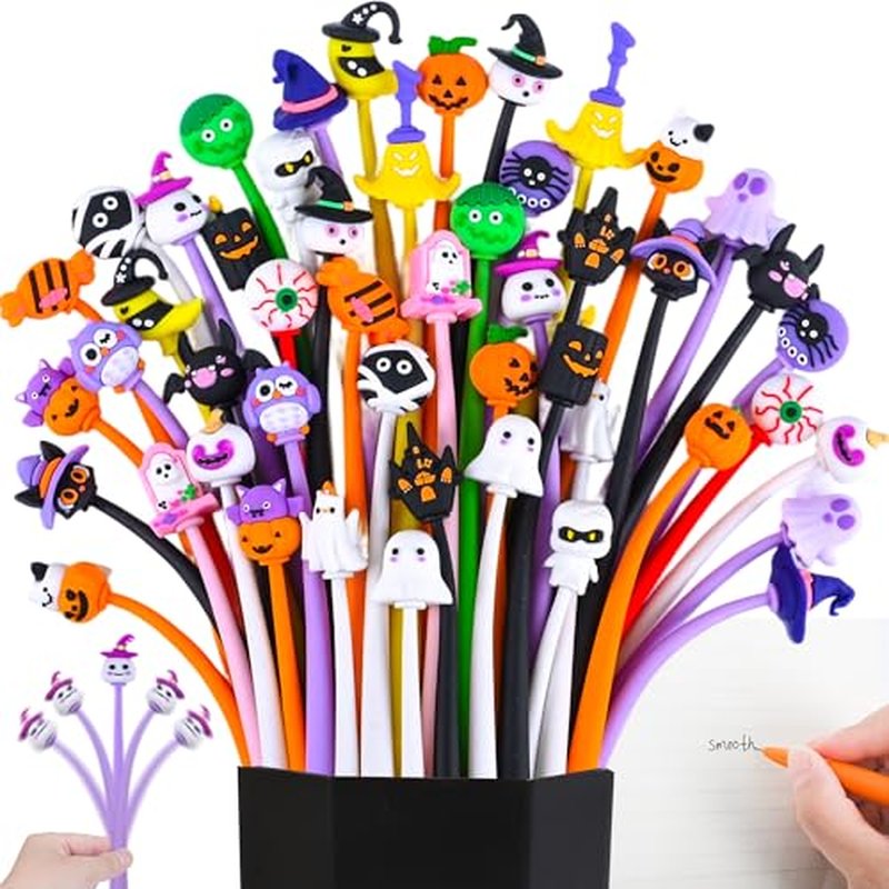 LiYiQ 50 PCS Halloween Bobblehead Pens - Pumpkin Skull Ghost