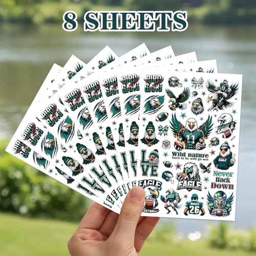 Football Temporary Tattoos, 8 Sheets 200+ Designs