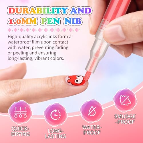 60 Colors Nail Art Pen Set,3D Acrylic Nails Art Markers Pens,Quick Dry Nail Doodle Pens for Home & Salon DIY Nail Art £¨1.0 mm Pen Nib£©
