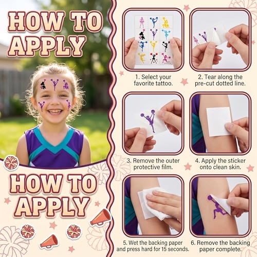 96 Piece Cheerleading Temporary Tattoos for Kids
