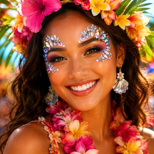 Mermaid Face Jewels Rhinestone Stickers - 6 Sets