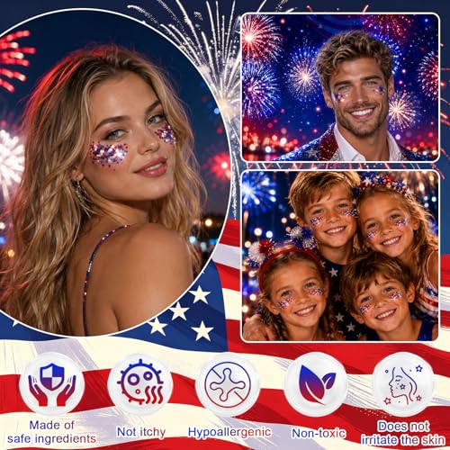 Patriotic Glitter Stick – Waterproof Red White Blue Shimmer