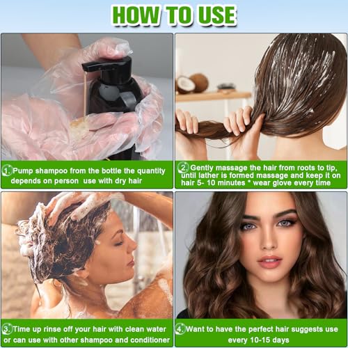 Temgofeau Dark Brown 3-in-1 Herbal Hair Dye Shampoo for Gray Hair - Men & Women