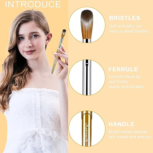 KEMEISI 4-Pack Gold Kolinsky Acrylic Nail Brushes Set - Professional Manicure Tools