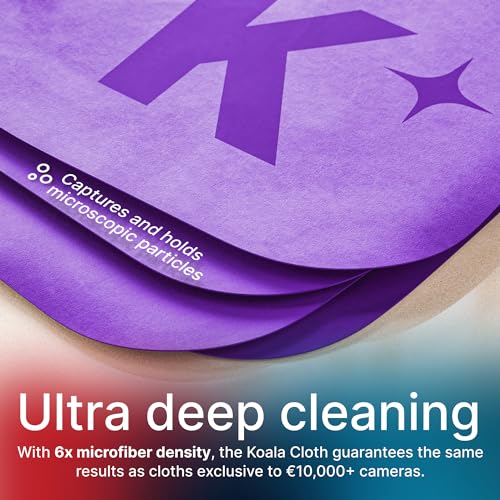 Koala Lens Cleaning Cloth | Japanese Microfiber | Glasses Cleaning Cloths | Eyeglass Lens Cleaner | Eyeglasses, Camera Lens, VR/AR Headset, and Screen Cleaning | Blue & Purple (Pack of 12)