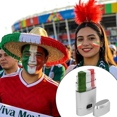 Mexican Flag Face Paint Stick - Green White Red 3 in 1