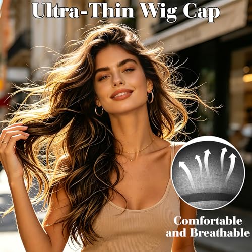 Black Wig Caps for Women and Men - 12 Pack Non-Slip Stocking Hair Nets for Wigs & Cosplay - Black / 12